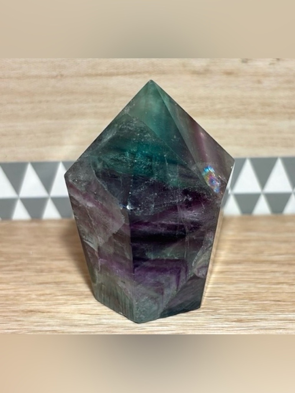 Polished Fluorite Crystal Point - Green & Purple Decorative Accent